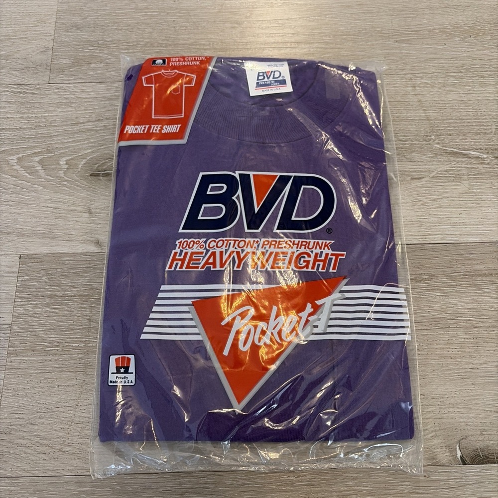Vintage BVD Pocket T Shirt Men's Large Purple 1985/ 1992